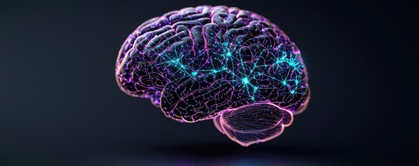Epilepsy disease concept. A visual representation of a neural network within a human brain illuminated by colors.