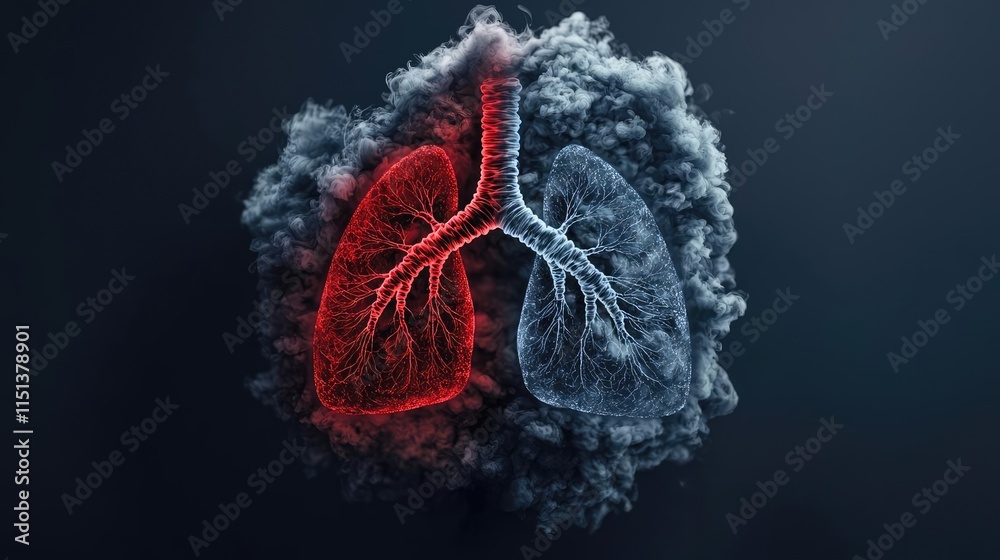 Poster chronic obstructive pulmonary disease idea. visual representation of lungs symbolizing health and il