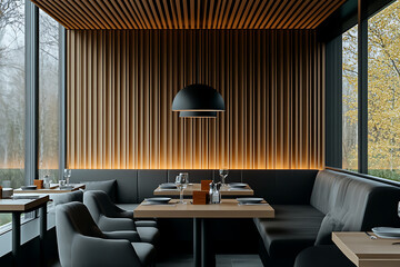 Modern Restaurant Interior Design with Warm Ambiance