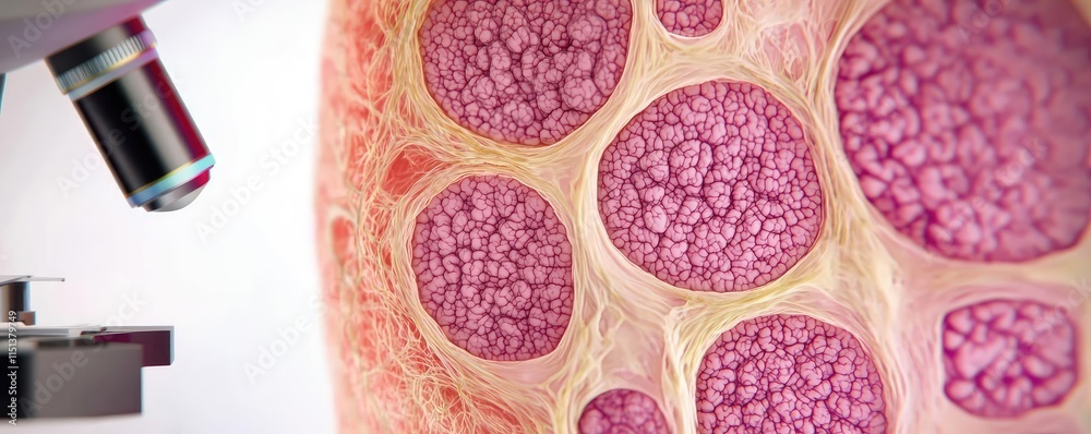 Poster chronic lower respiratory disease concept. microscopic view of cells with intricate details and vibr