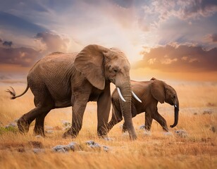 Obraz premium Elefantes interactuando en su manada