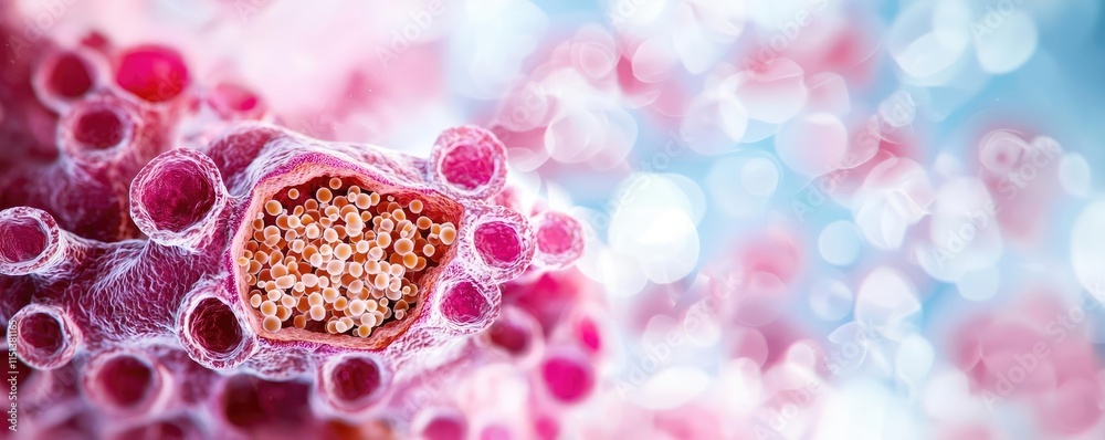 Aufkleber Kidney disease idea. Close-up of intricate cell structure showcasing vibrant colors and complex patterns.