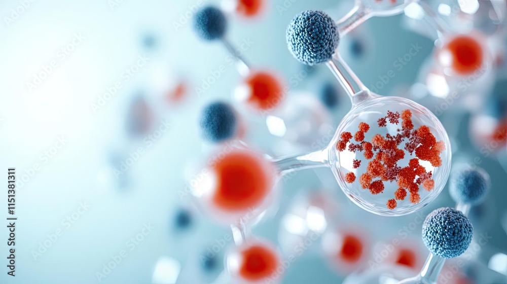 Aufkleber arthritis disease idea. detailed molecular structure showcasing red and blue particles in a scientif