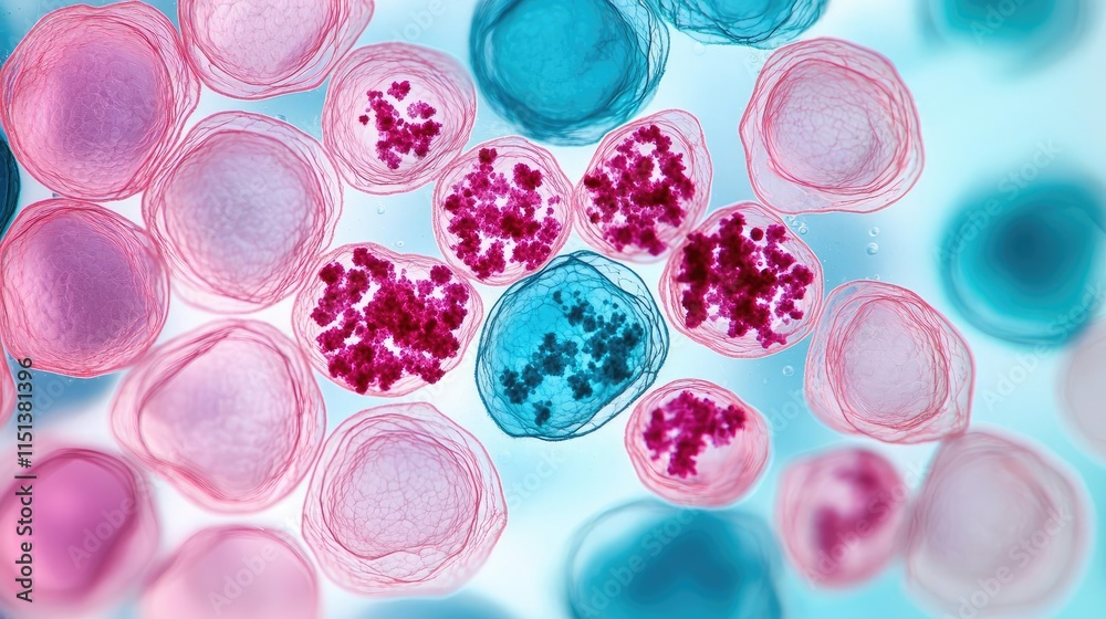 Poster arthritis disease idea. abstract representation of colorful cells showcasing microbial diversity und