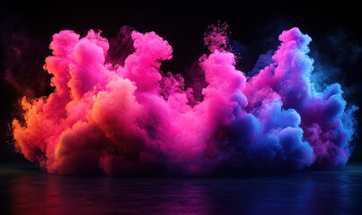 Fototapeta premium Vibrant pink and blue smoke clouds create stunning visual effect