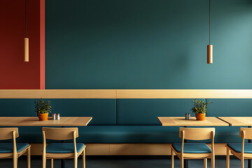 Modern Teal and Wood Restaurant Design