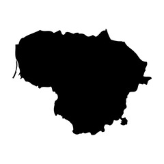 Lithuania high detailed vector representation of country silhouette in solid black on white background. For educational, decorative, or informational use showcasing the national outline.