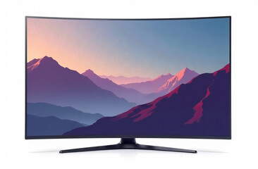 TV with a minimalist design, a sleek and modern look. Isolated on white background