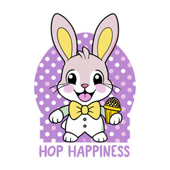 A cute bunny with long floppy ears Vector art design