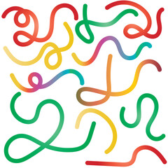 Abstract Gradient Lines Set. Wavy Color Shape. Dynamic Geometric Pattern. Vector Illustration of Squiggle Rainbow Ribbons.  isolated on white  background. EPS 10