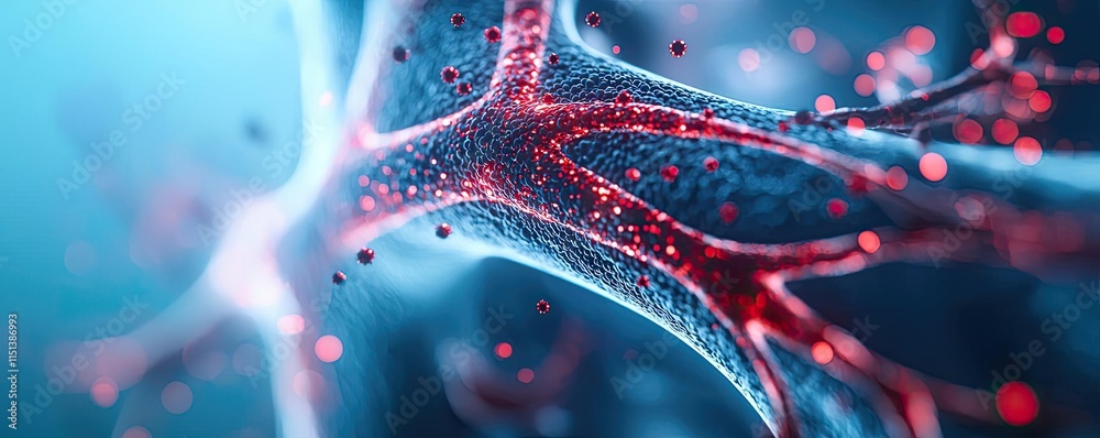 Poster chronic obstructive pulmonary disease idea. close-up of a neuron highlighting its structure and chem