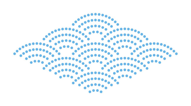 青海波　水玉　イラスト　あしらい　ベクター　水色　単体