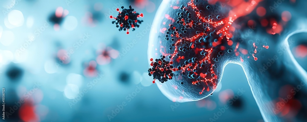 Aufkleber chronic obstructive pulmonary disease idea. microscopic view of a virus interacting with a cell in v
