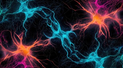 Epilepsy disease concept. Colorful neural network illustration showcasing vibrant connections and energy flow.