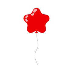 Bright red star-shaped balloon floating against a plain background