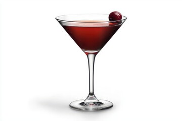 elegant cosmopolitan cocktail in a martini glass, isolated against a pure white background, emphasizing sophistication and allure of mixology