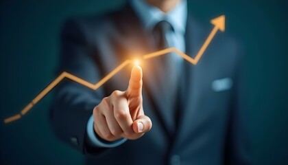human hand show rising graph chart stock market economic growth