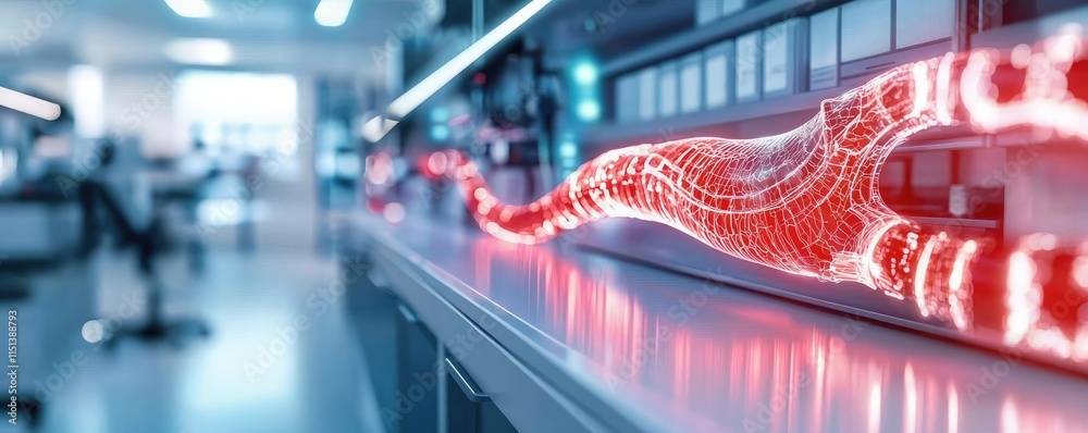 Aufkleber gastroesophageal reflux disease concept. futuristic glowing circuit design on a lab bench in a moder