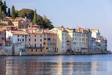 Rovinj, Croatia old town, houses in water
