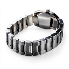 Sleek stainless steel watch bracelet with mix of brushed and polished finishes, showcasing modern design and elegance. Perfect for enhancing any timepiece