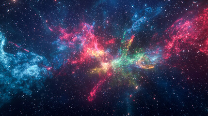 Vibrant cosmic nebula exploding with colors in deep space