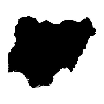 recommend clip art: Nigeria high detailed vector representation of country silhouette in solid black on white background. For educational, decorative, or informational use showcasing the national outline.