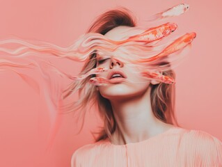 a beautiful glamorous girl in cute pink tones,a portrait in a fabulous style,