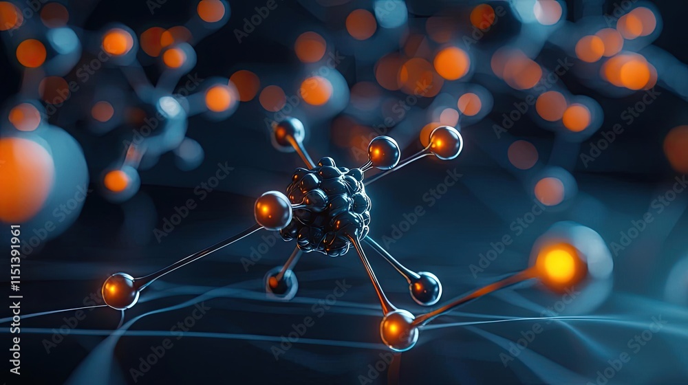 Poster epilepsy disease concept. abstract representation of molecular structures with glowing elements on a