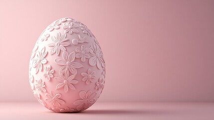 Fototapeta premium Pink Easter Egg Decorated With Floral Designs