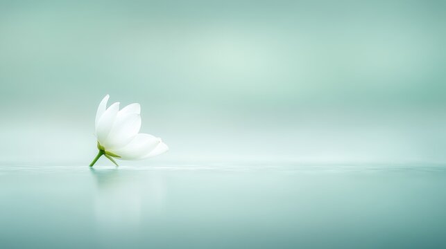 Serene White Lotus Flower Floating Calmly on Water