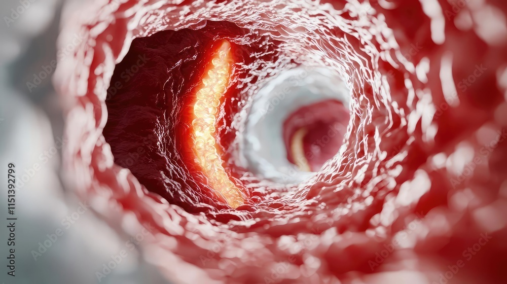 Poster gastroesophageal reflux disease concept. 3d visualization of a blood vessel showcasing its structure
