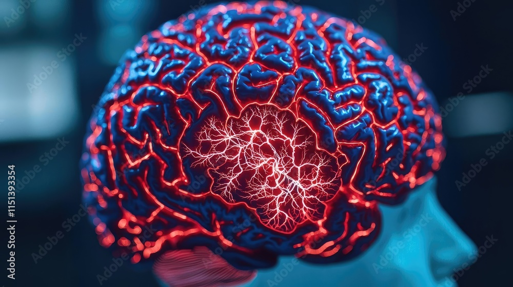 Poster epilepsy disease concept. visual representation of a brain highlighting neural connections and activ