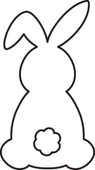 Isolated cute rabbit back outline.
Simple shape of Easter bunny.
Cute rabbit coloring drawing.
Transparent background.