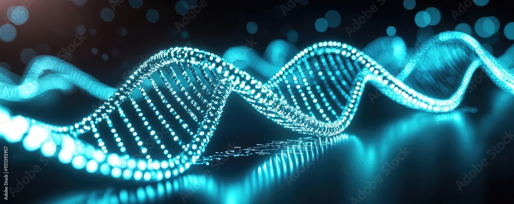 Poster chronic obstructive pulmonary disease idea. abstract representation of dna structure with glowing bl