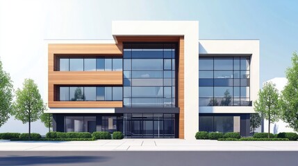 Obraz premium Modern office builidng. Contemporary corporate architecture. Front of commercial luxury building