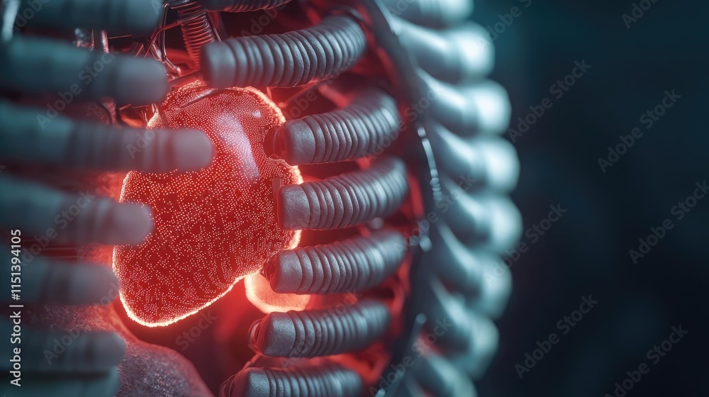 Poster chronic obstructive pulmonary disease idea. futuristic heart design integrated with advanced technol