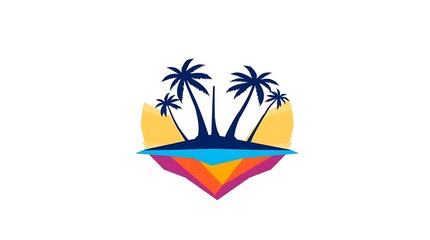 Obraz premium Travel concept Beautiful Tropical Beach with Palm Trees and Sunset