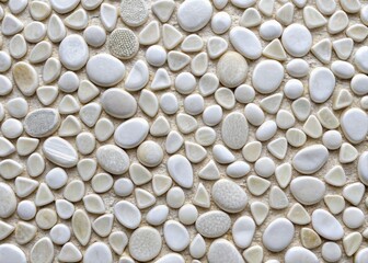Abstract White Stone Mosaic Pattern: Eye-Level Close-Up Texture Background