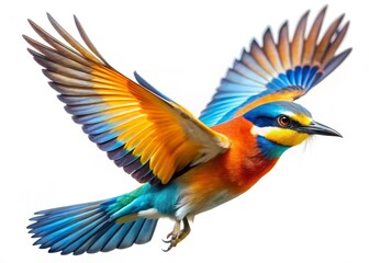 Fototapeta premium Action Shot: Dynamic Bird in Flight, Isolated on White, Wildlife Photography