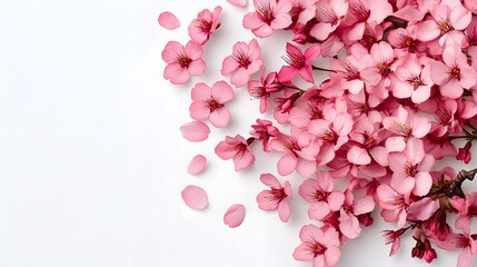Obraz premium Beautiful Pink Cherry Blossom Petals on White Background