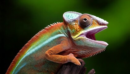 Obraz premium Chameleon laughing and showcasing unique facial expressions, playful nature and symbolizing joy and transformation