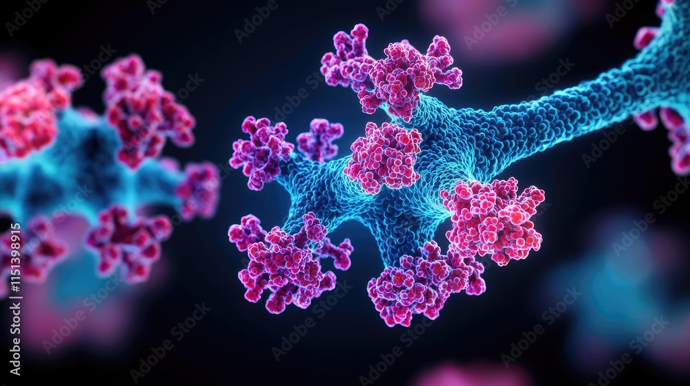 Poster chronic obstructive pulmonary disease idea. close-up view of a virus structure showing intricate det