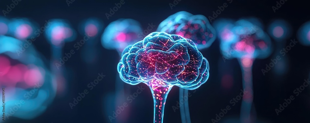 Poster epilepsy disease concept. a futuristic representation of digital brains interconnected with vibrant 