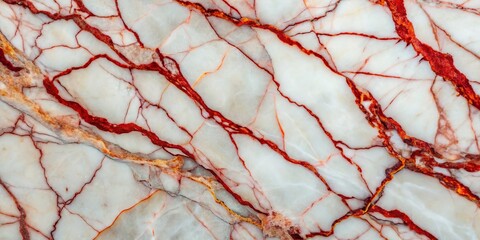 Bianco Portugalo Marble Background Medium Shot - Red Veined White Stone Texture Image