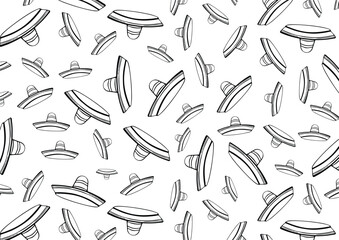 Fototapeta premium Mexican Hat Seamless Pattern Line Art Vector Illustration. Mexican Hat Background 05