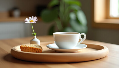 Cozy Morning with Coffee, Flower, and Treat