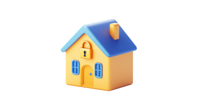 3D Home security icon isolated on transparent background, png