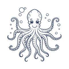 Octopus line art vector Illustration