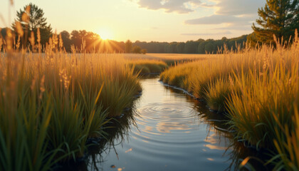 Golden Sunset Meadow Creek