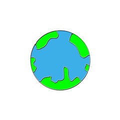 Green and Blue Earth globe icon with a white background 